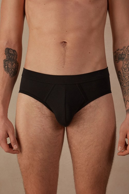 Intimissimi Natural Fresh Supima® Pamuklu Briefs Siyah | YVOZL-0492