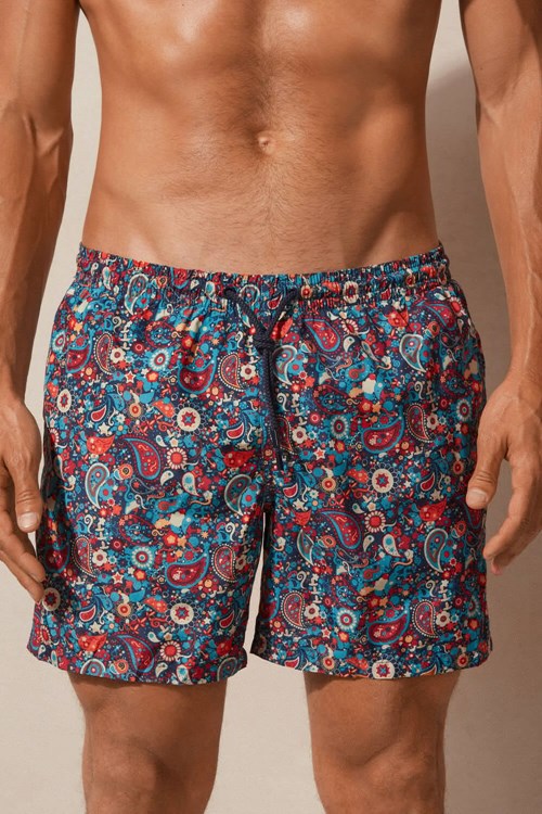 Intimissimi Orange Paisley Print Swim Trunks Renkli Turuncu Baskılı | KVNSO-9710
