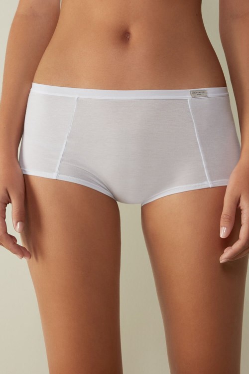 Intimissimi Pamuklu Boyshorts Beyaz Beyaz | UPZJS-2076