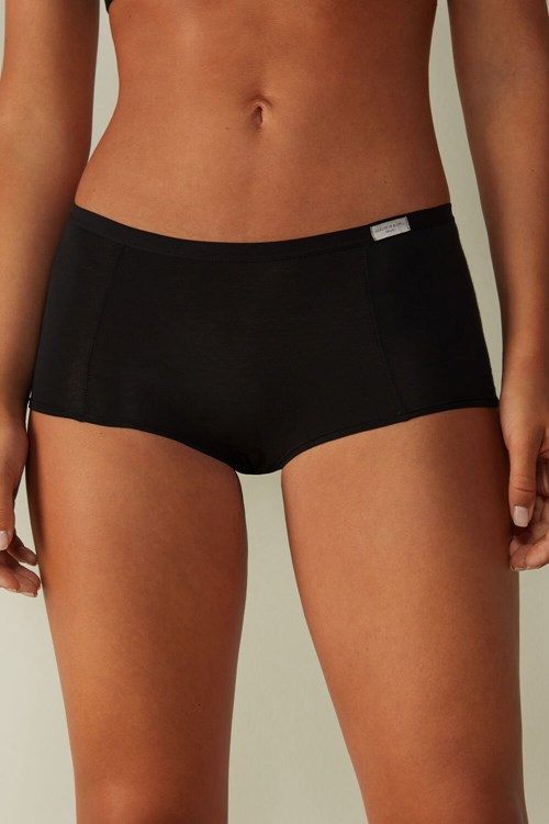 Intimissimi Pamuklu Boyshorts Siyah Siyah | VHRAS-4792