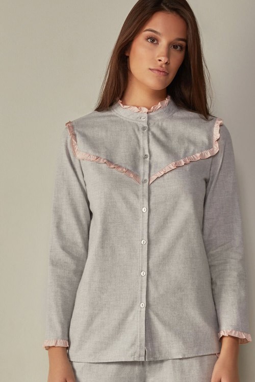 Intimissimi Pamuklu Rouches Brushed Pamuklu Cloth Long Sleeve Shirt Gri Açık Gri | CADRX-5280