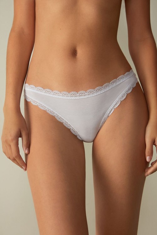 Intimissimi Pamuklu and Dantel Brazilian Beyaz Beyaz | ZQPUO-7934