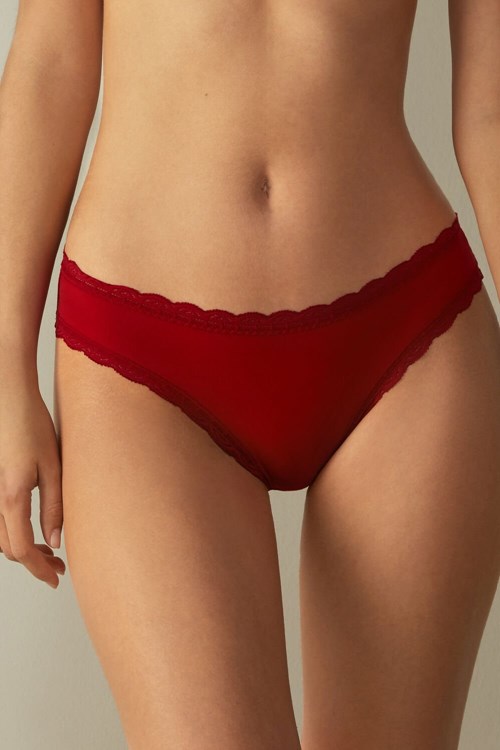 Intimissimi Pamuklu and Dantel Panties Kırmızı Kırmızı | XEBPF-0139