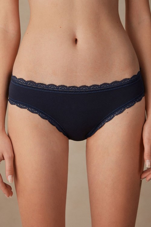 Intimissimi Pamuklu and Dantel Panties Mavi Mavi | WMPYT-6478
