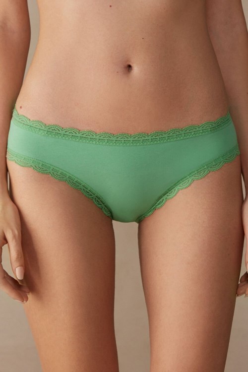 Intimissimi Pamuklu and Dantel Panties Yeşil Nane | MPYFU-5719