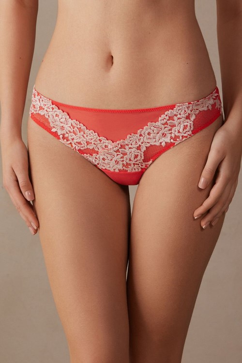 Intimissimi Pretty Flowers Brazilian Ivory - 216j - Flame Scarlet / Ivory | PMAZU-8014