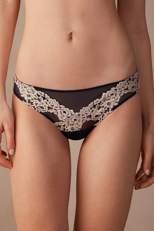 Intimissimi Pretty Flowers Brazilian Mavi Koyu Mavi | SNBOL-4897
