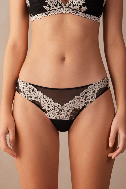 Intimissimi Pretty Flowers Brazilian Renkli Siyah | QNRWB-0648