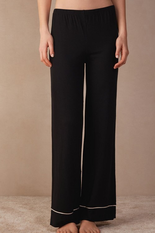 Intimissimi Pretty Flowers Full Length Modal Pants Renkli Siyah | OZRCA-9025