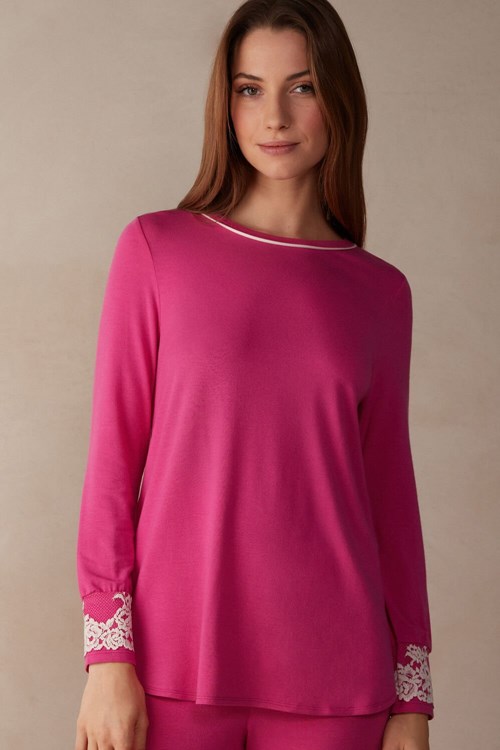 Intimissimi Pretty Flowers Modal Top Pembe Pembe | CHXSV-7461