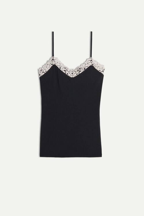 Intimissimi Pretty Flowers Modal Top Renkli Siyah | WKFCS-7519