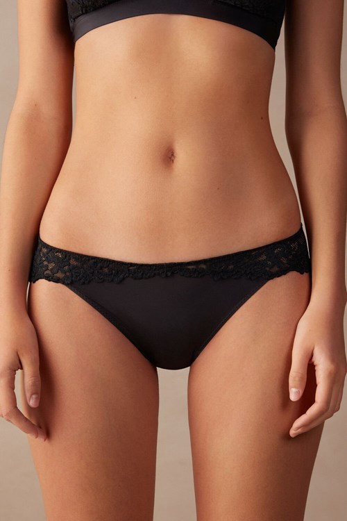 Intimissimi Pretty Flowers Panties Siyah Siyah | PUESQ-0728