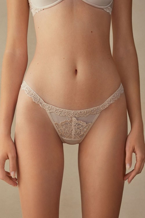 Intimissimi Pretty Flowers String Tanga Pembe | YHQOF-9834