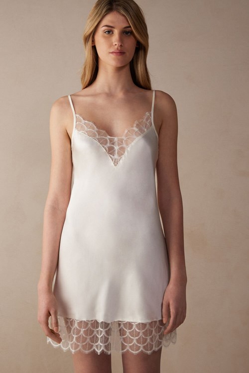 Intimissimi Pure Charme Silk Slip Beyaz | NRCTO-5108