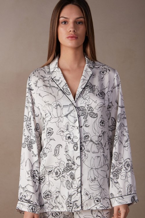 Intimissimi Pure Joy Long Sleeve Top in Satin Baskılı Baskılı | SQVHK-8459