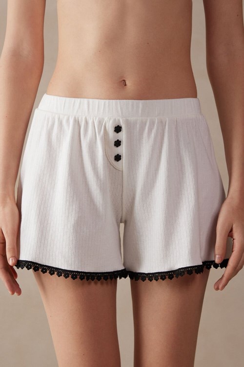 Intimissimi Pure Joy Pamuklu Shorts Beyaz | KTEVU-4352