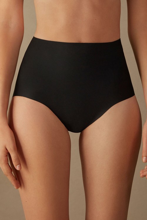 Intimissimi Raw-Cut Microfiber Briefs Siyah Siyah | AUTBS-2387