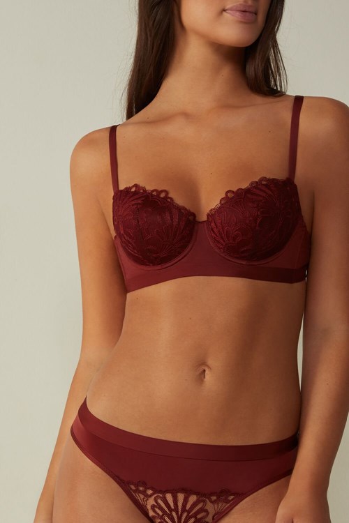 Intimissimi Romantic Life Sofia Balconette Bra Kırmızı Koyu Kırmızı | VWHNA-4358