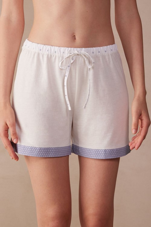 Intimissimi Santorini View Ultrafresh Supima® Pamuklu Shorts Beyaz | LDFET-8067
