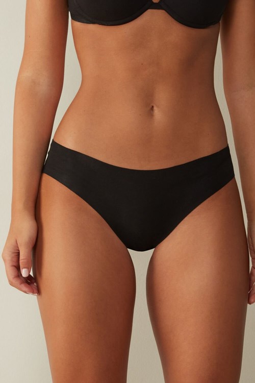 Intimissimi Seamless Supima® Pamuklu Panties Siyah Siyah | HSROP-7289