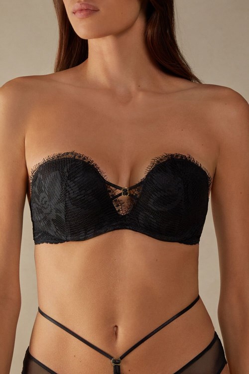 Intimissimi Sensual Unbounded Monica Bandeau Bra Siyah Siyah | ZJEHF-5370