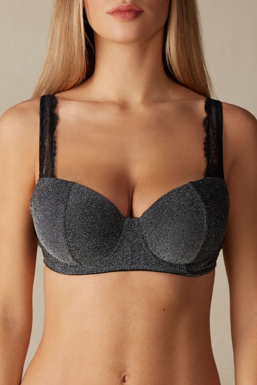 Intimissimi Shimmer All Night Love Sofia Balconette Bra Gri Gümüş | VCZWX-5207