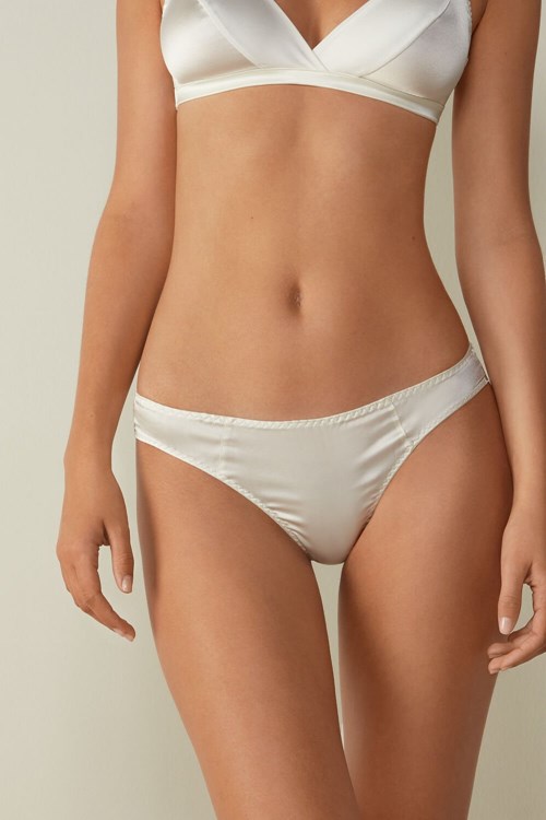 Intimissimi Silk Cheeky Briefs Beyaz | DHNEW-5189