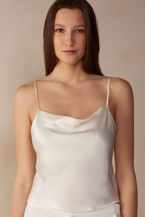 Intimissimi Silk Crop Camisole Beyaz | VCOTZ-5394