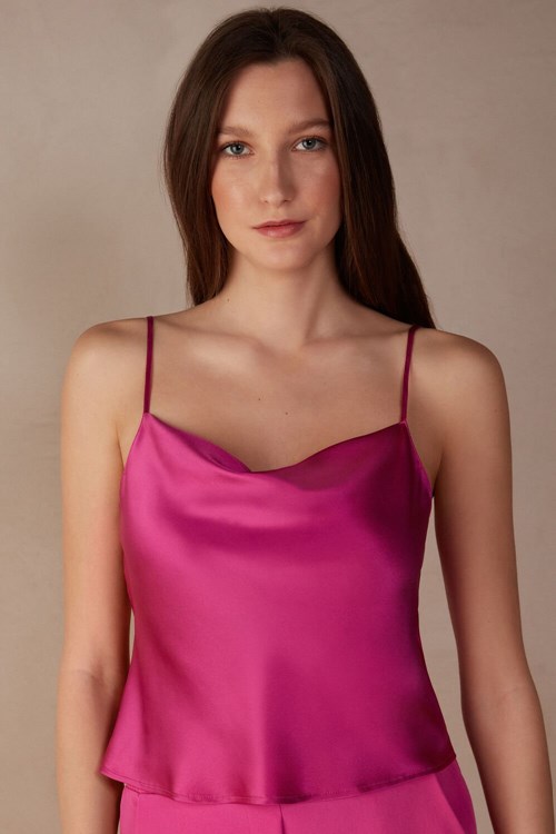 Intimissimi Silk Crop Camisole Pembe Pembe | KQBPW-4716