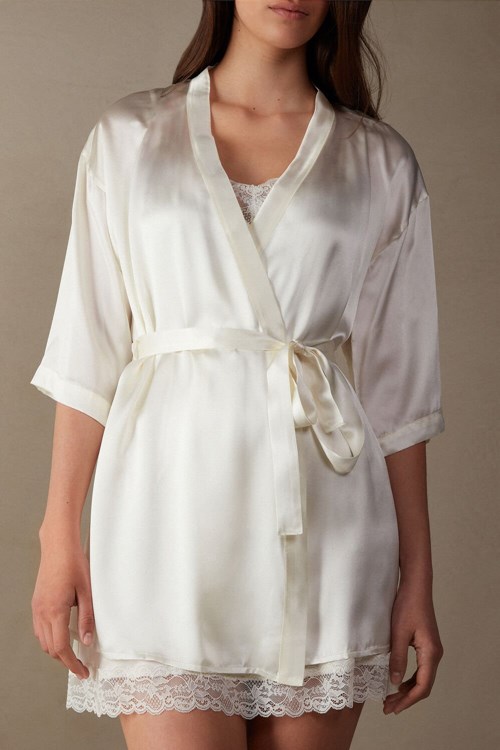 Intimissimi Silk Kimono Beyaz | VWIQY-5426