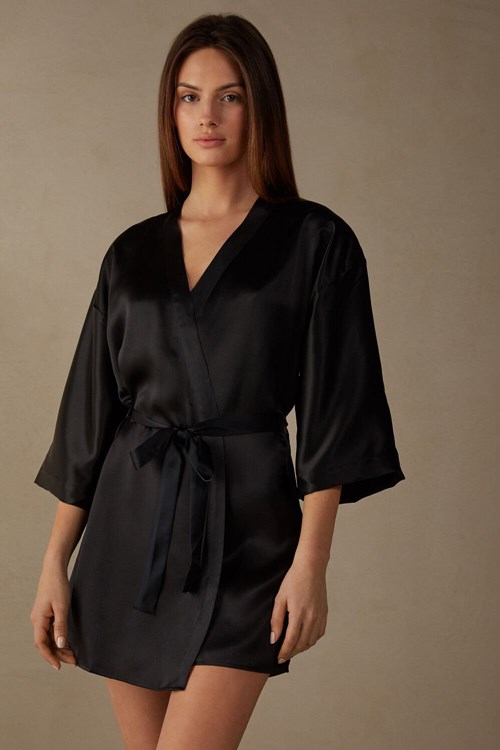 Intimissimi Silk Kimono Siyah Siyah | DUQIP-2853