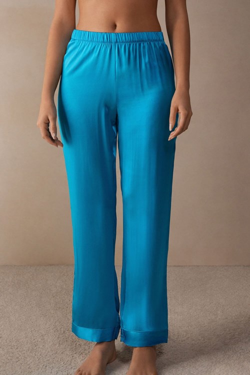 Intimissimi Silk Satin Pajama Pants Mavi Turkuaz | PIZRE-6297