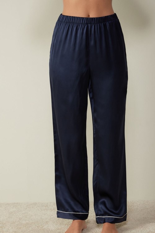 Intimissimi Silk Satin Pajama Pants Mavi Mavi | PMLEZ-6018