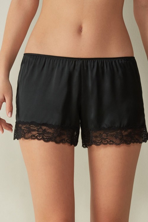 Intimissimi Silk Shorts Siyah Siyah | ZNULI-8742