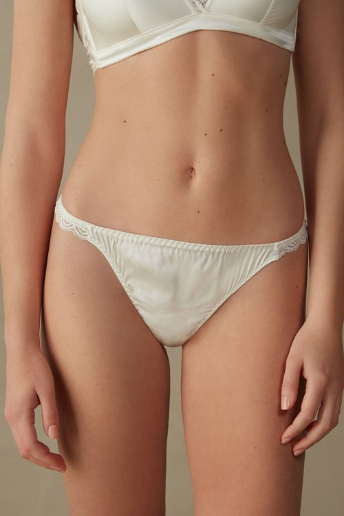 Intimissimi Silk and Dantel G-String Beyaz | KGLMP-7123