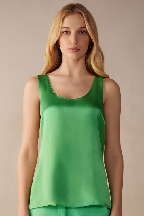 Intimissimi Silk and Modal Tank Top Yeşil Nane | XHCMS-9570