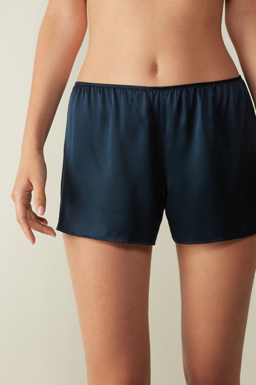 Intimissimi Smooth Silk-Satin Shorts Mavi Mavi | FQDIW-0372