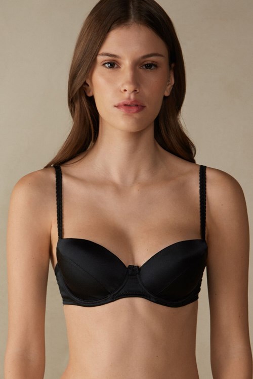 Intimissimi Sofia Balconette Bra in Silk Siyah Siyah | GSWJP-4061
