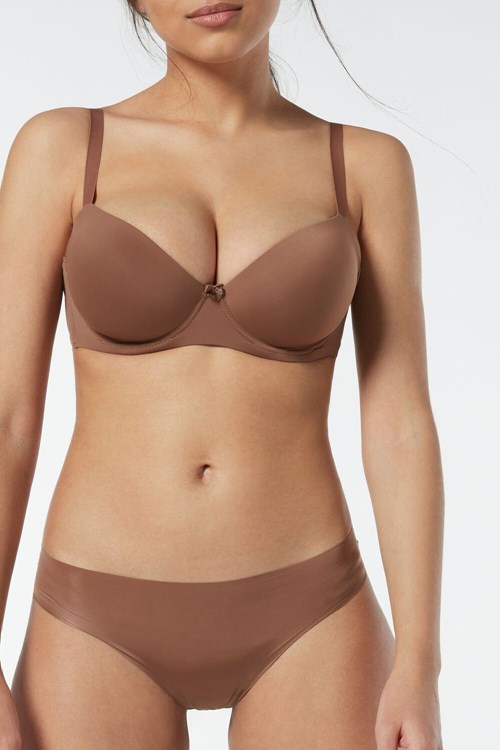 Intimissimi Sofia Microfiber Yastıklı Balconette Bra Koyu Bej Rengi | NQZOK-5041