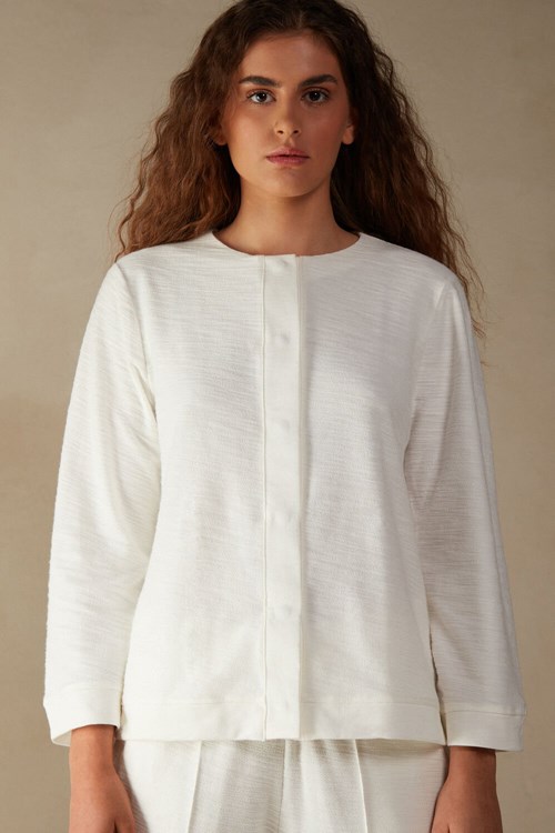 Intimissimi Soft Dreams Long Sleeve Button-Up Shirt Beyaz Beyaz | FEGRU-7849