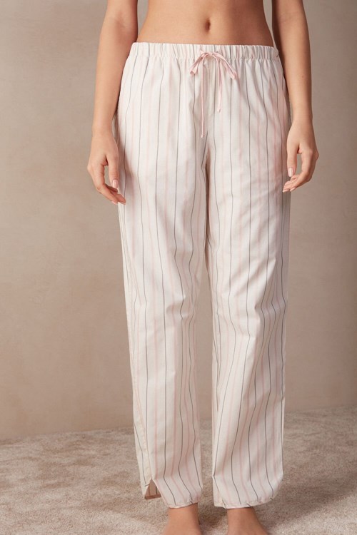 Intimissimi Soft Spring Full Length Pamuklu Cloth Pants Beyaz Bej Rengi Pembe | HLYEP-7541