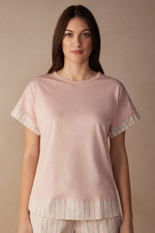 Intimissimi Soft Spring Kısa Sleeve Pamuklu T-Shirt Pembe Pembe | BHJRL-8432