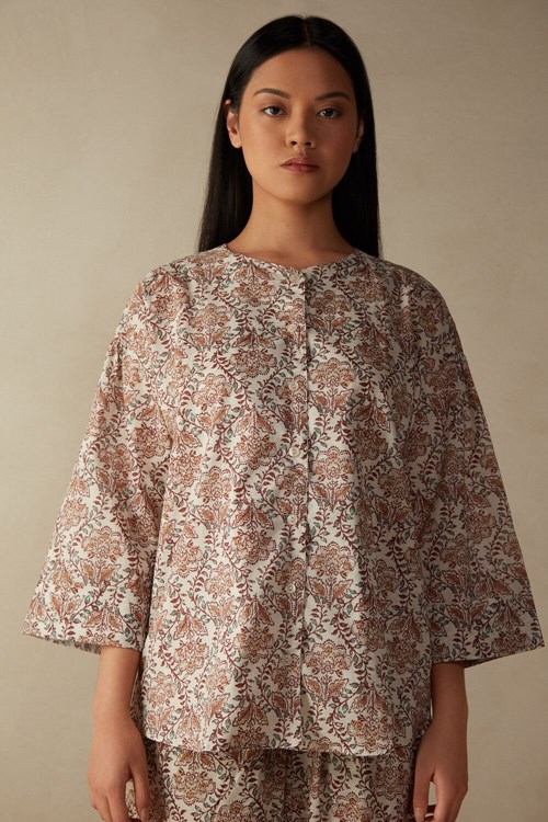 Intimissimi Spices Garden Long Sleeve Kazak with Opening in Front Floral - 994i - St.Spices Garden | NSIVK-0981