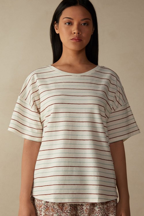 Intimissimi Spices Garden short sleeve sweater Beyaz | MWAOR-2516