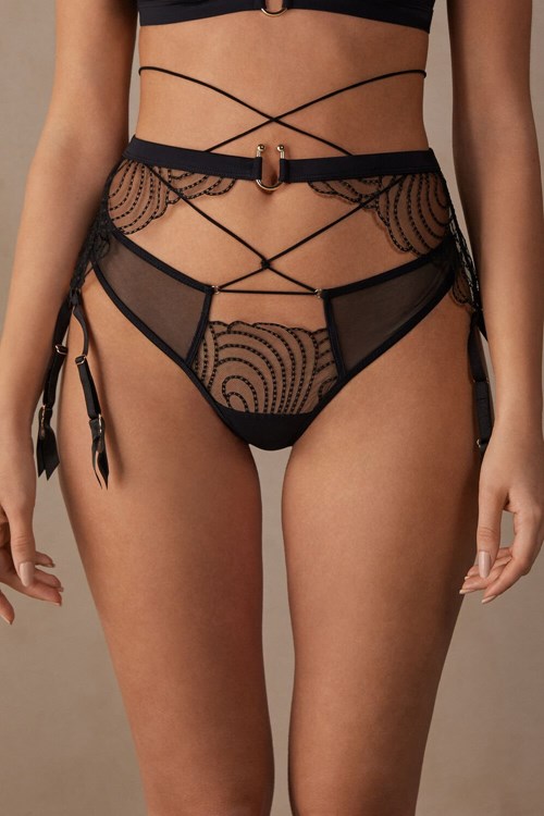Intimissimi Steal the Show Garter Belt Siyah Siyah | WNREF-0658