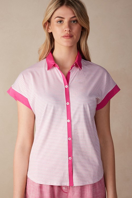 Intimissimi Strawberry Milkshake Kısa Sleeve Top in Supima® Ultrafresh Pamuklu Pembe Pembe | HZQRP-7439