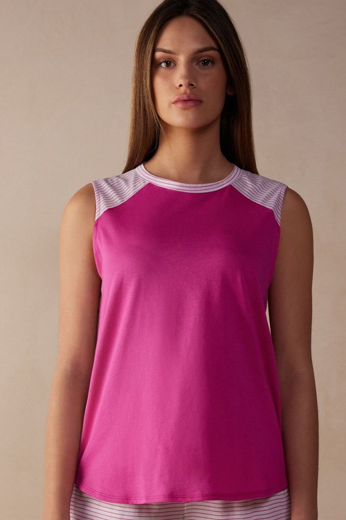 Intimissimi Strawberry Milkshake Tank Top in Supima® Ultrafresh Pamuklu Pembe Pembe | WBQSY-3710