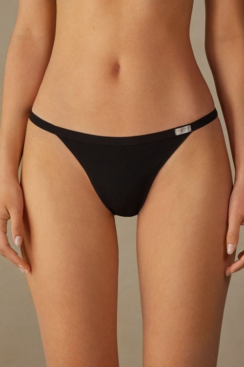 Intimissimi String Tanga in Pamuklu Siyah Siyah | JRGAO-7634