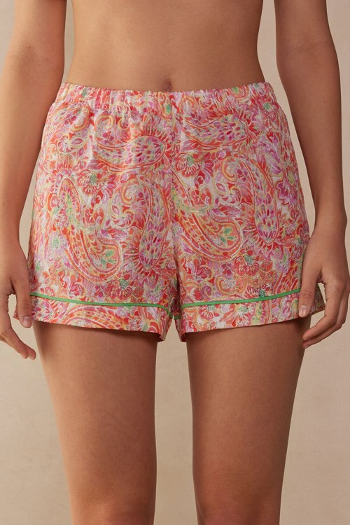 Intimissimi Summer Journey Linen Shorts Renkli Baskılı | LUVSA-7163