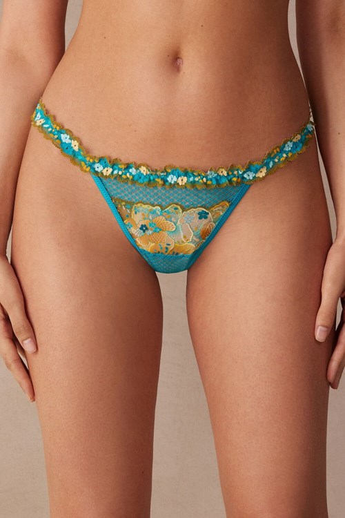 Intimissimi Summer Vibes String Tanga Mavi Turkuaz Mavi | AQJBS-7910